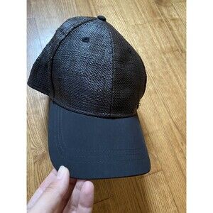 Lululemon Adult Womens OS Festival Hat Woven Straw Baseball Cap Cadet Black READ